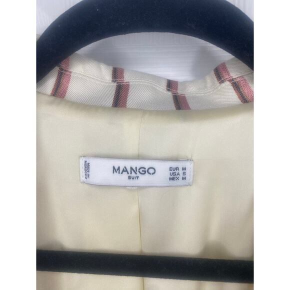 NWOT Mango Suit Cream Striped Boyfriend Blazer Size Small - Picture 7 of 7